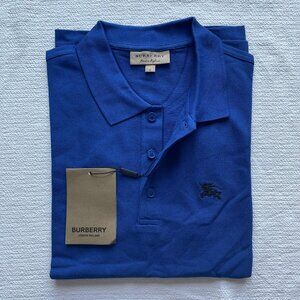 Burberry Men Casual Cotton Polo Shirt Blue Color Medium